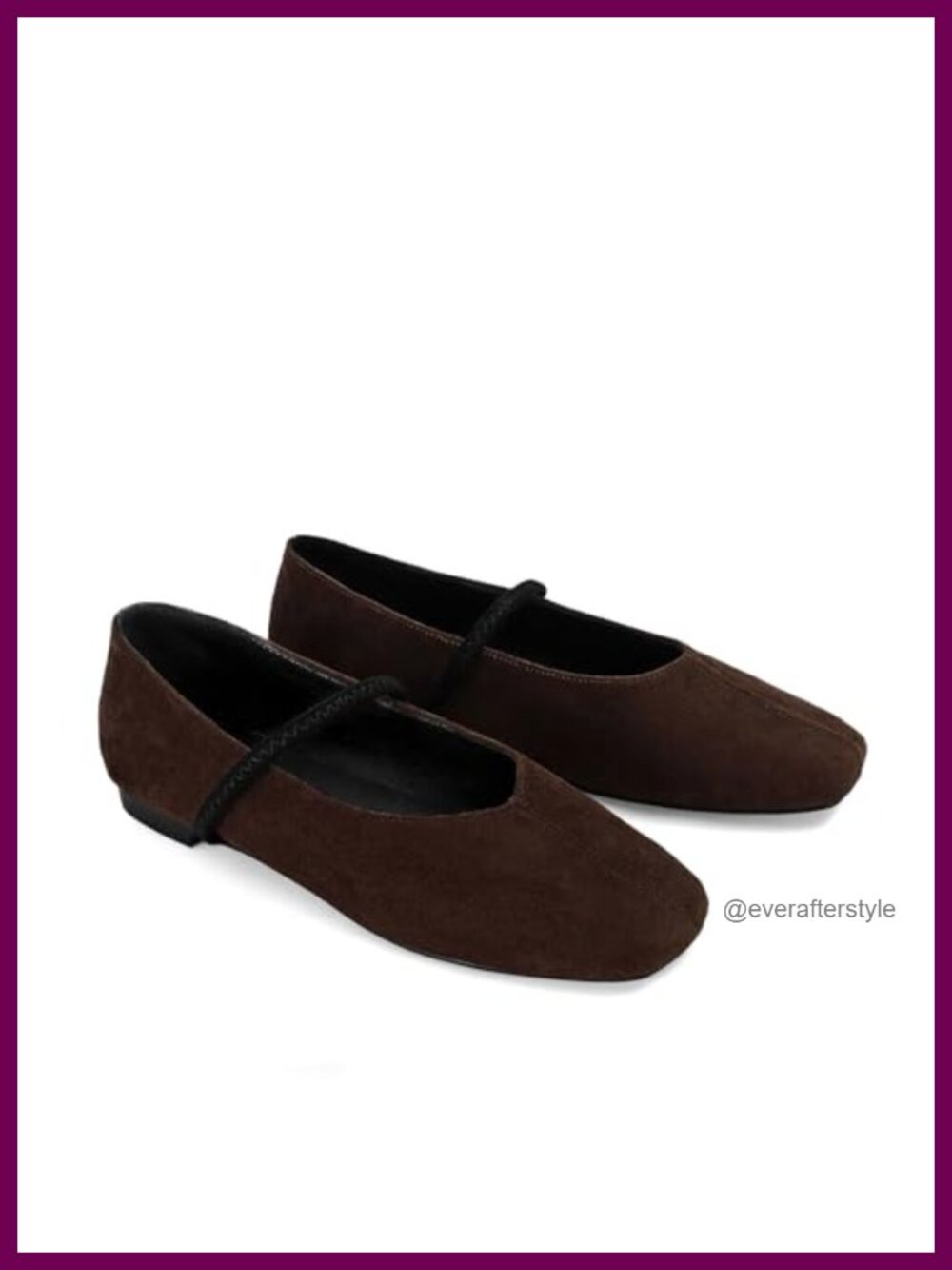 Suede Mary Jane Ballet Flats Square Toe Slip On